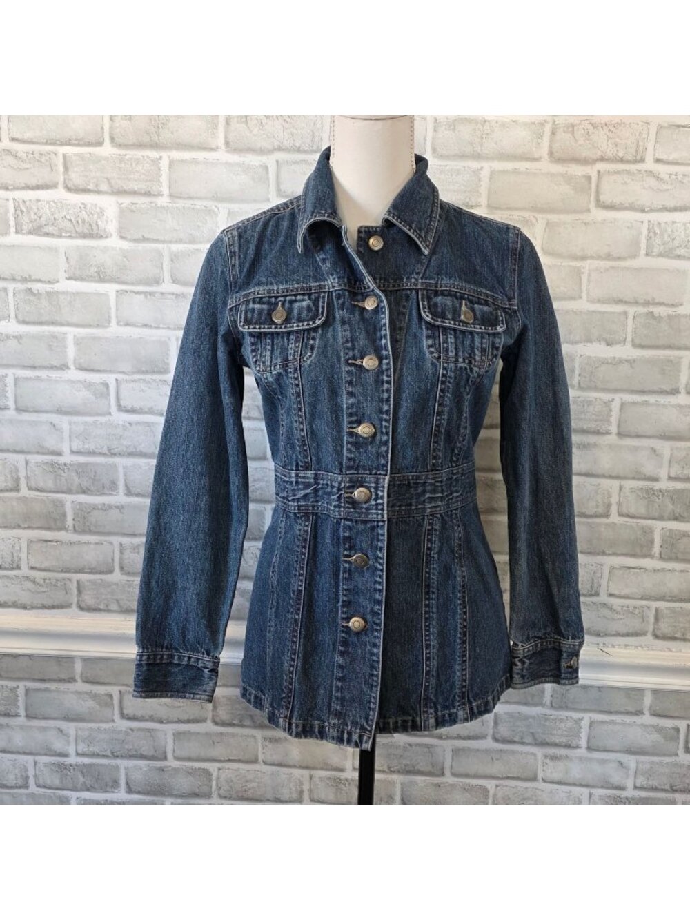 Vintage 90s Denim Jacket Retro Bodycon Womens S Casual Corner Western Classic